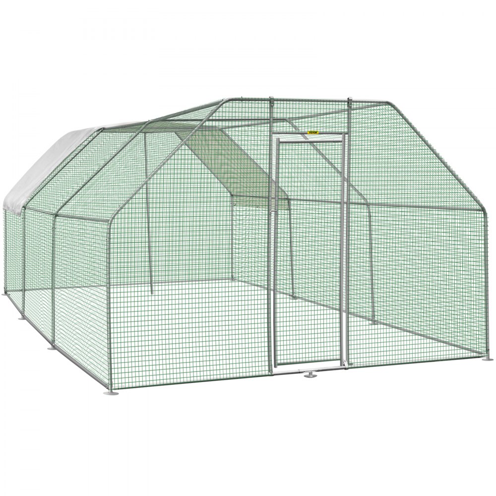 VEVOR Large Metal Chicken Coop Hen Run House Flat Walk-in Cage 19.3x9.8x6.5 ft.