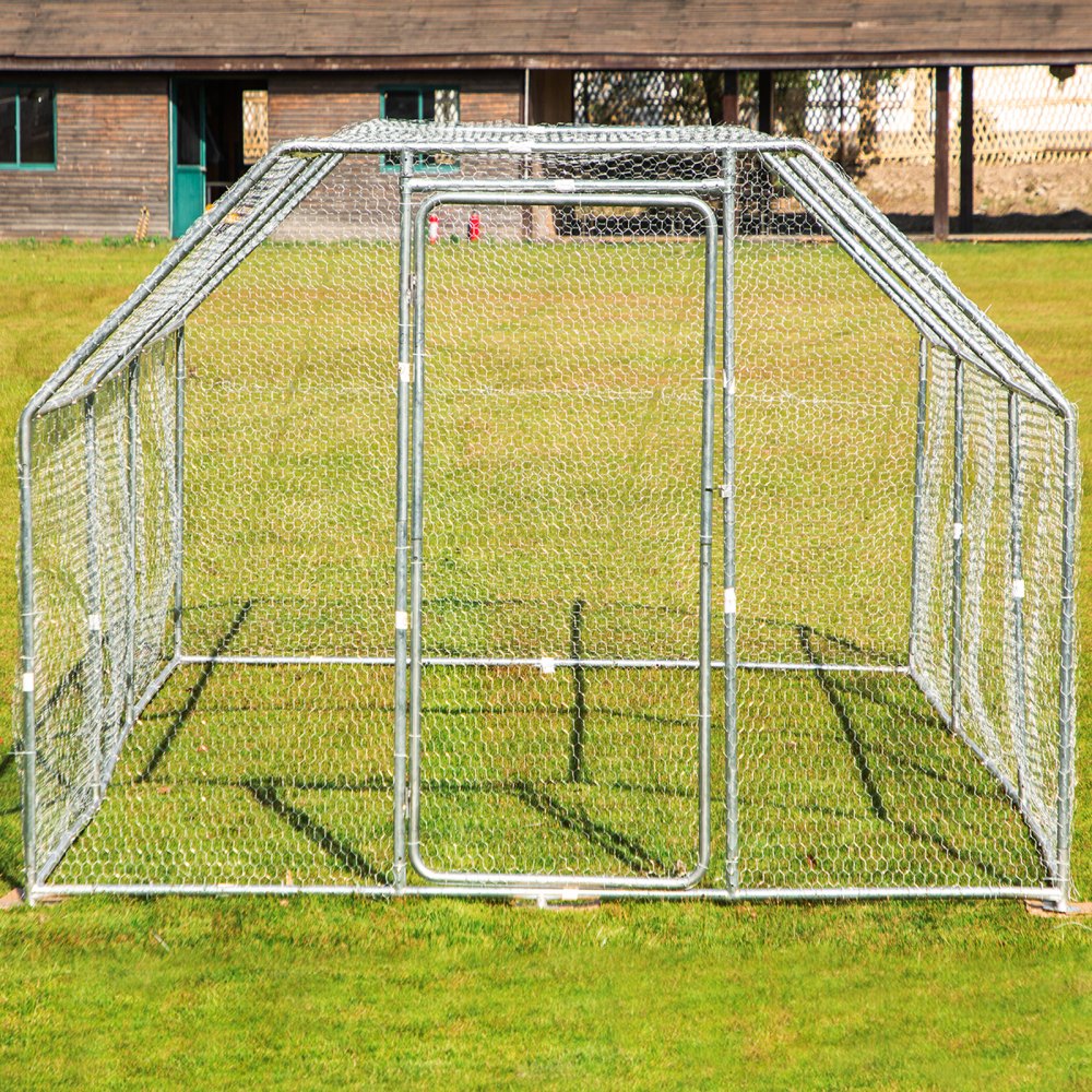 VEVOR 2.8x5.6M Metal Chicken Coop Walk-in Cage Large Run House Shade Flat Roof