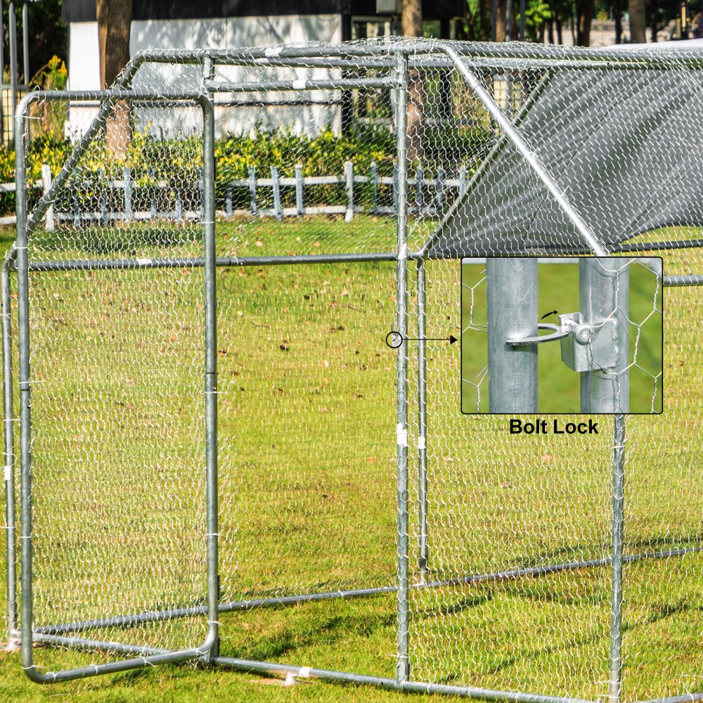 VEVOR 2.8x5.6M Metal Chicken Coop Walk-in Cage Large Run House Shade Flat Roof