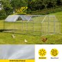 VEVOR Metal Chicken Coop, 9.2'x18.4'x6.4' Large Walk-in Hen House with Cover, Galvanized Steel Poultry Run Extension with Lockable Door, Flat Roof Enclosure Cage for Hen Duck Rabbit Dog in Yard Farm
