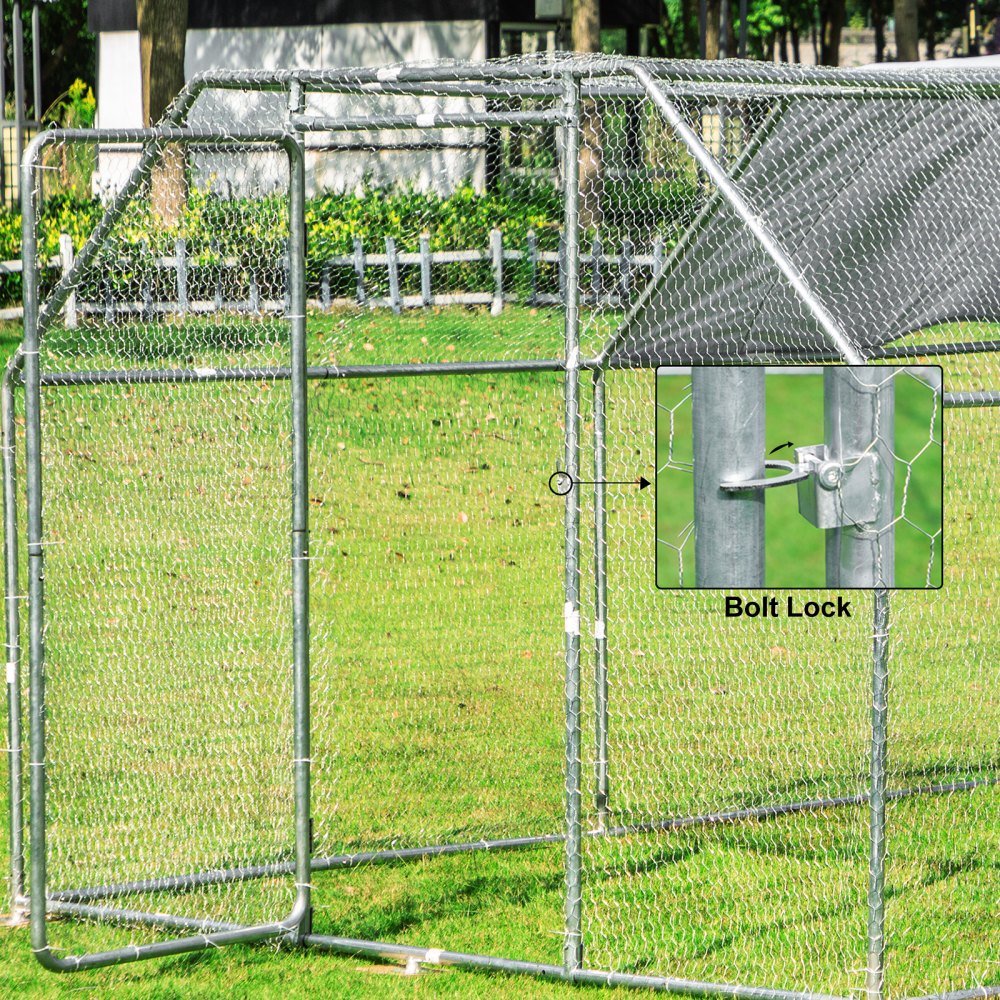 VEVOR 3x4 M Metal Chicken Coop Walk-in Cage Large Run House Shade Pen Cover