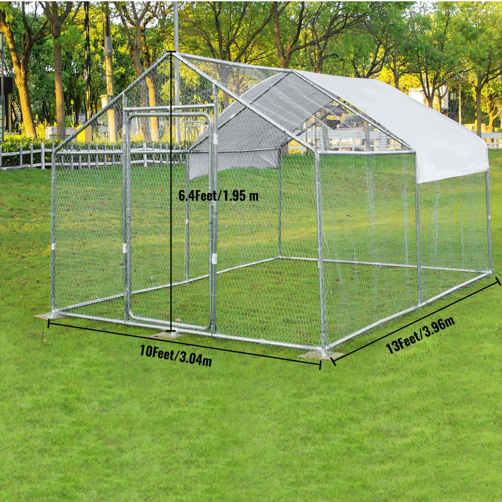 VEVOR 3x4 M Metal Chicken Coop Walk-in Cage Large Run House Shade Pen Cover