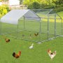 VEVOR Metal Chicken Coop, 10'x13'x6.4' Large Walk-in Hen House with Cover, Galvanized Steel Poultry Run Extension with Lockable Door, Flat Roof Enclosure Cage for Hen Duck Rabbit Dog in Yard Farm