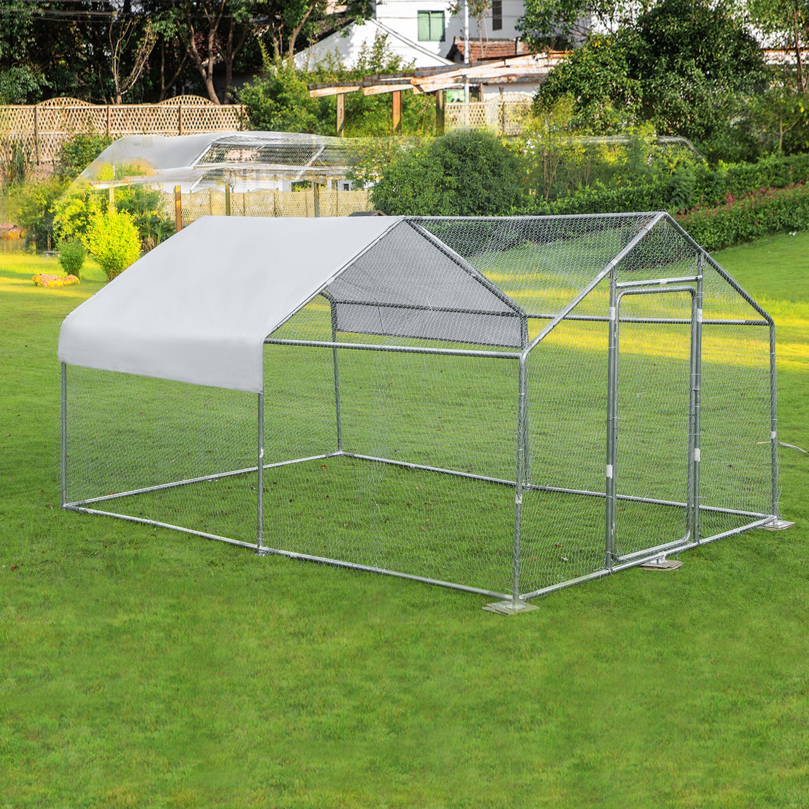 VEVOR 3x4 M Metal Chicken Coop Walk-in Cage Large Run House Shade Pen Cover
