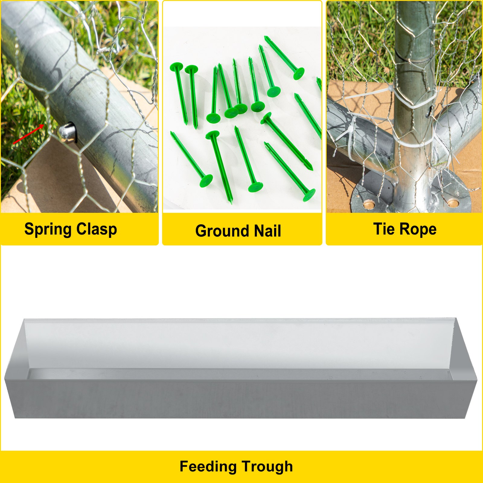 VEVOR 3x4 M Metal Chicken Coop Walk-in Cage Large Run House Shade Pen Cover