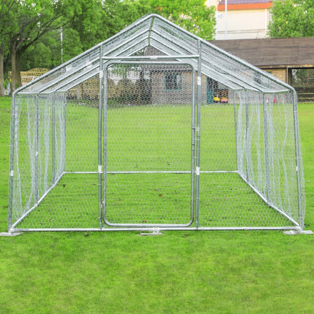 VEVOR 3x6.1 M Metal Chicken Coop Walk-in Cage Large Run House Shade Pen Cover