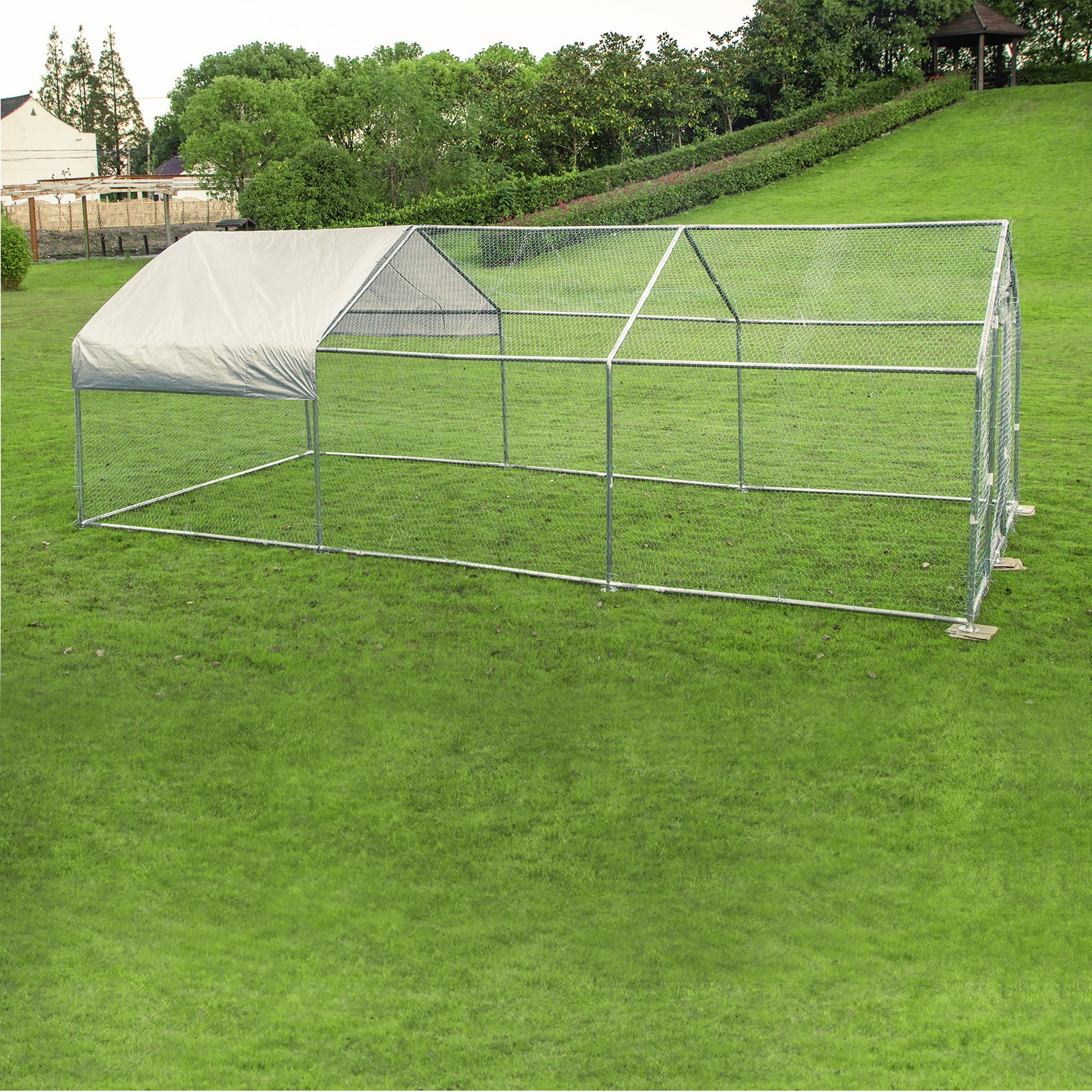 VEVOR 3x6.1 M Metal Chicken Coop Walk-in Cage Large Run House Shade Pen Cover