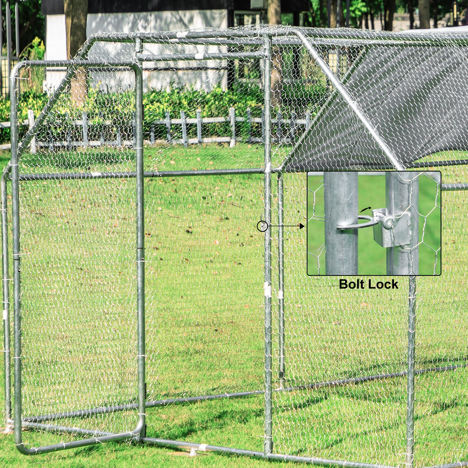 VEVOR 3x6.1 M Metal Chicken Coop Walk-in Cage Large Run House Shade Pen Cover