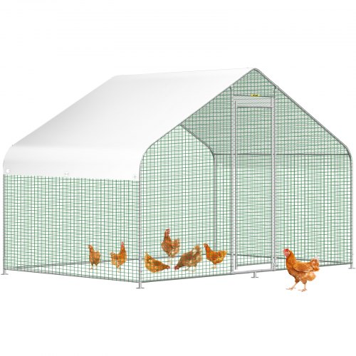 VEVOR Large Metal Chicken Coop with Run, Walk-in Chicken Run for Yard with Waterproof Cover, Spire Outdoor Poultry Cage Hen House, 6.5x9.8x6.5ft Large Space for Chicken, Duck Coops and Rabbit Runs
