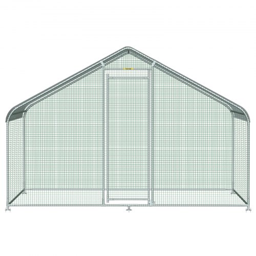 VEVOR Large Metal Chicken Coop with Run, Walk-in Chicken Run for Yard with Waterproof Cover, Spire Outdoor Poultry Cage Hen House, 6.5x9.8x6.5ft Large Space for Chicken, Duck Coops and Rabbit Runs