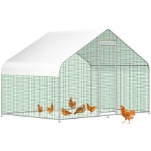 VEVOR Large Metal Chicken Coop Hen Run House Spire Walk-in Cage 6.5x9.8x6.5 ft.