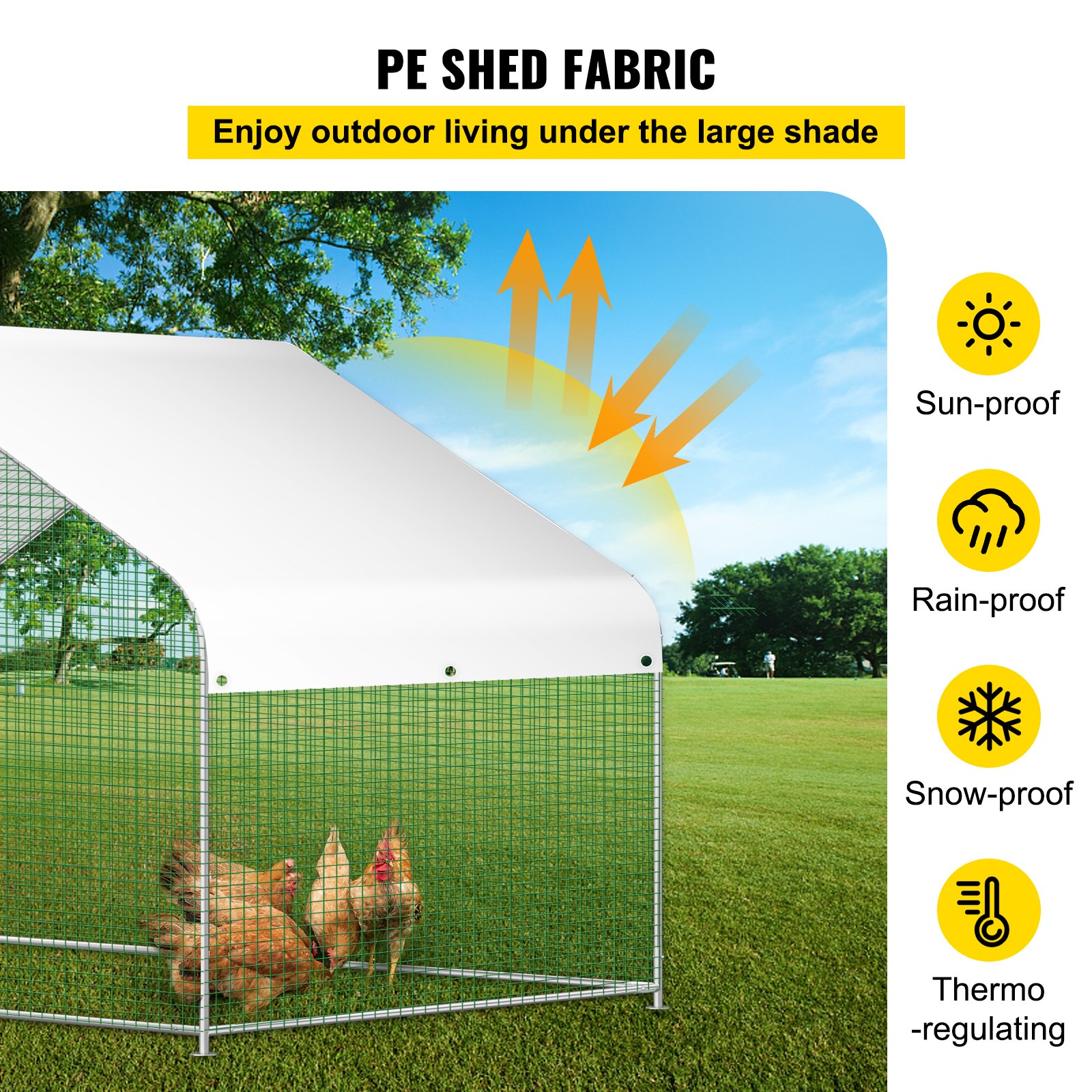 VEVOR Large Metal Chicken Coop Hen Run House Spire Walk-in Cage 6.5x9.8x6.5 ft.