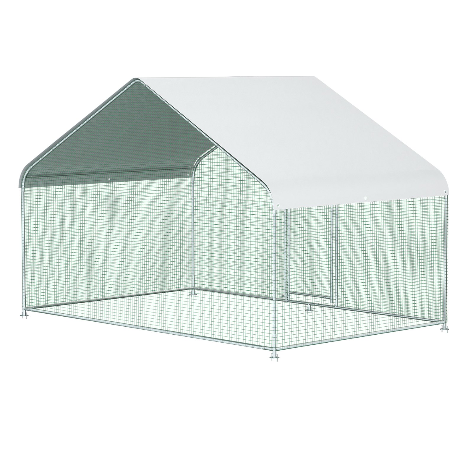 VEVOR Large Metal Chicken Coop Hen Run House Spire Walk-in Cage 6.5x9.8x6.5 ft.