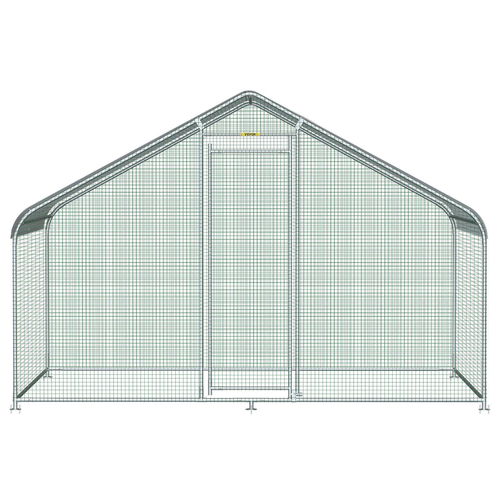 VEVOR Large Metal Chicken Coop Hen Run House Spire Walk-in Cage 6.5x9.8x6.5 ft.