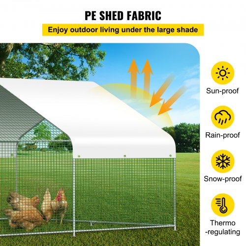VEVOR Large Metal Chicken Coop with Run, Walk-in Chicken Runs for Yard with Waterproof Cover, Outdoor Poultry Cage Hen House for Farm Use, 12.8x9.8x6.5 ft Large Area for Duck Coops and Rabbit Runs