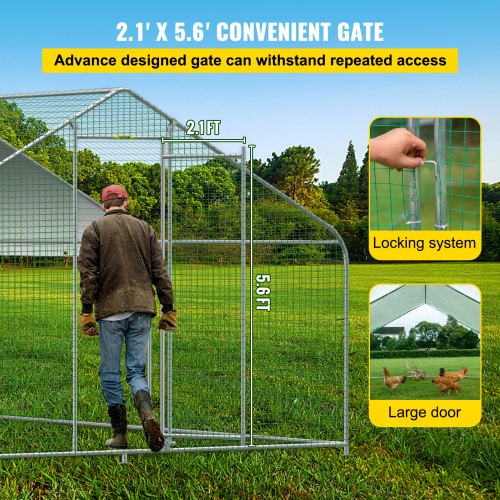 VEVOR Large Metal Chicken Coop with Run, Walk-in Chicken Runs for Yard with Waterproof Cover, Outdoor Poultry Cage Hen House for Farm Use, 12.8x9.8x6.5 ft Large Area for Duck Coops and Rabbit Runs
