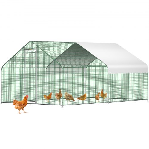 VEVOR Large Metal Chicken Coop with Run, Walk-in Chicken Runs for Yard with Waterproof Cover, Outdoor Poultry Cage Hen House for Farm Use, 12.8x9.8x6.5 ft Large Area for Duck Coops and Rabbit Runs