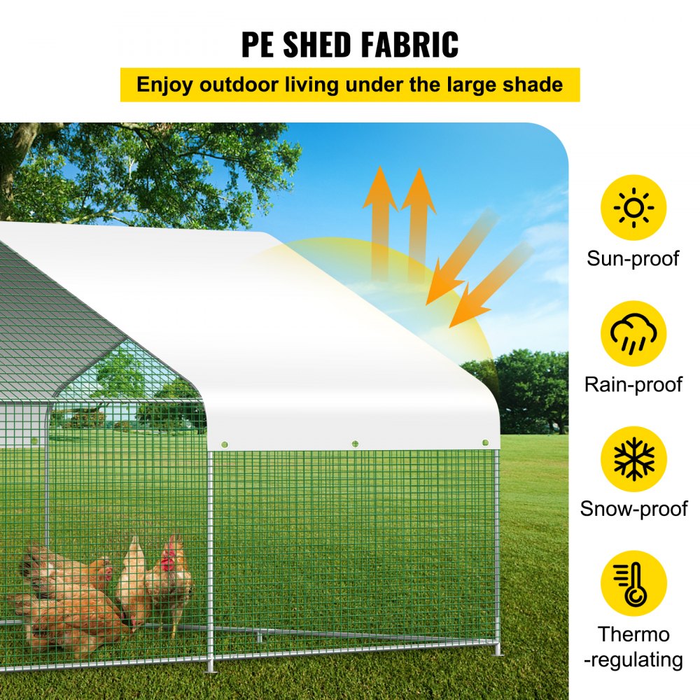VEVOR Large Metal Chicken Coop Hen Run House Spire Walk-in Cage 12.8x9.8x6.5 ft.