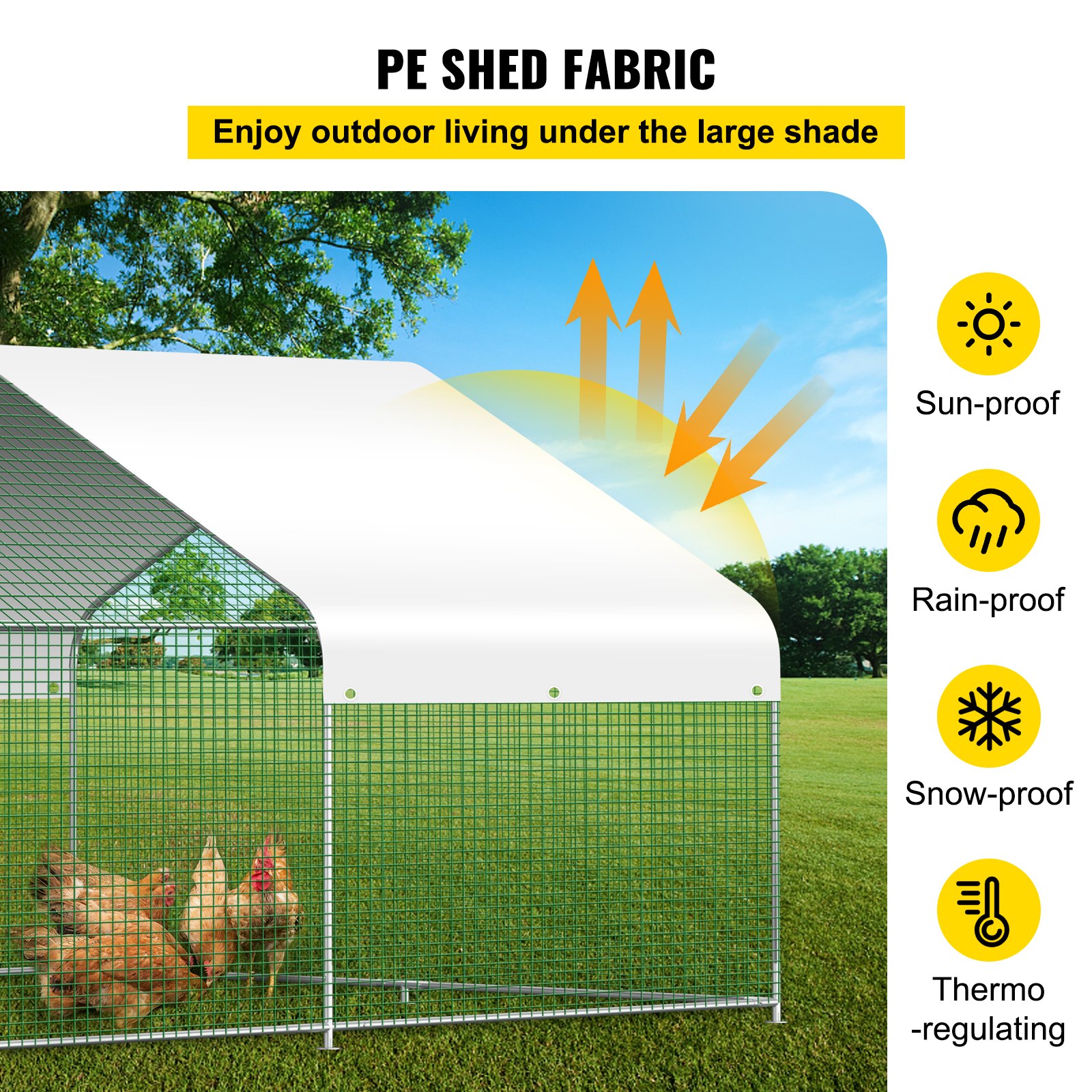 VEVOR Large Metal Chicken Coop Hen Run House Spire Walk-in Cage 12.8x9.8x6.5 ft.