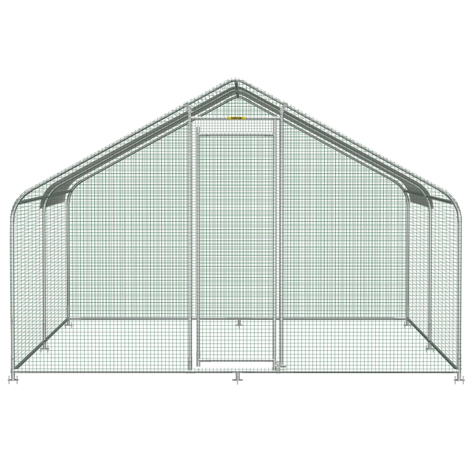 VEVOR Large Metal Chicken Coop Hen Run House Spire Walk-in Cage 12.8x9.8x6.5 ft.