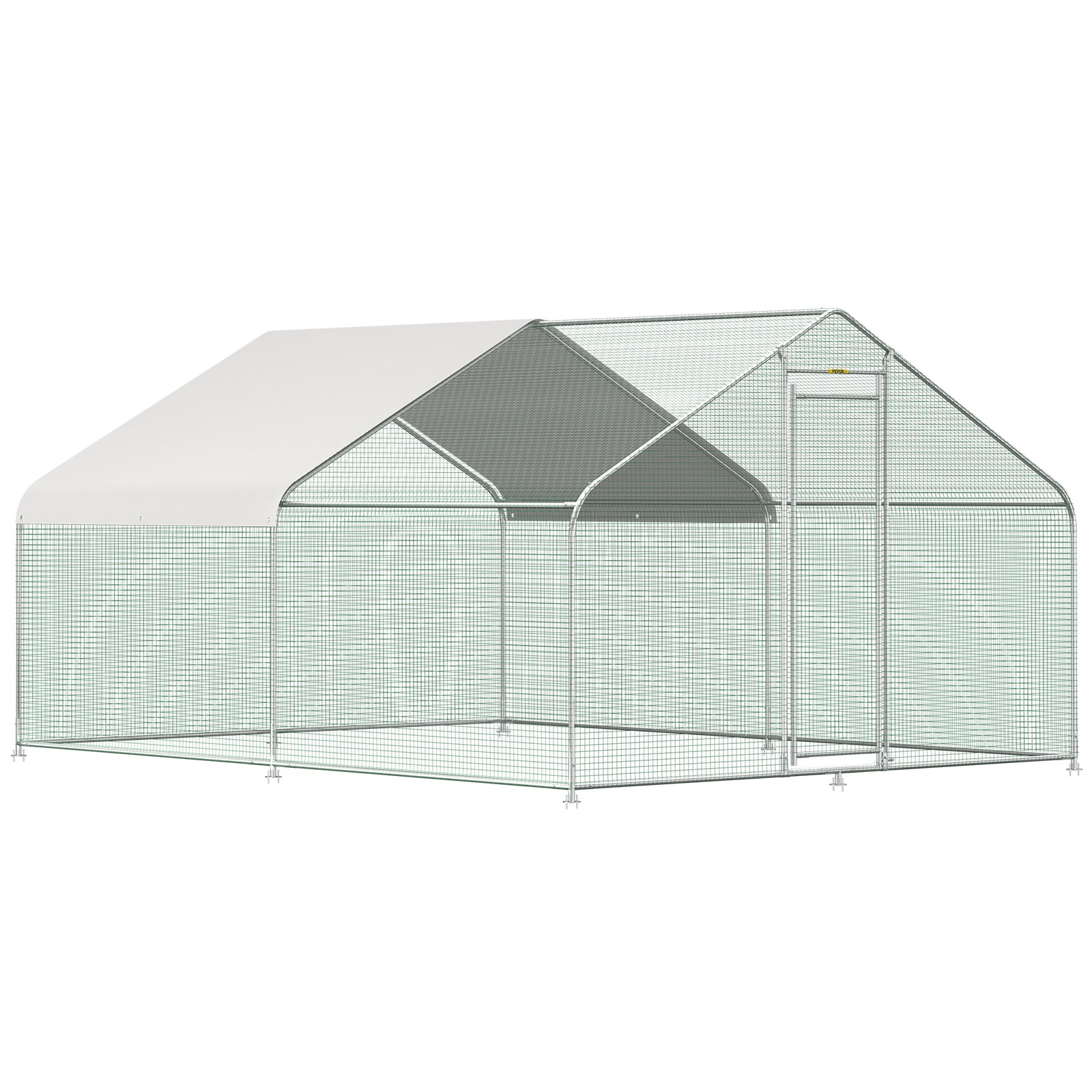 VEVOR Large Metal Chicken Coop Hen Run House Spire Walk-in Cage 12.8x9.8x6.5 ft.