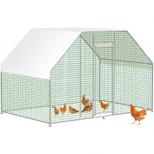 VEVOR Gallinero grande de metal con corral, gallinero para patio con cubierta impermeable, jaula para aves de corral al aire libre, gallinero, 6.5 x 9.8 x 6.5 pies, gran espacio para gallineros de patos y conejos, plateado