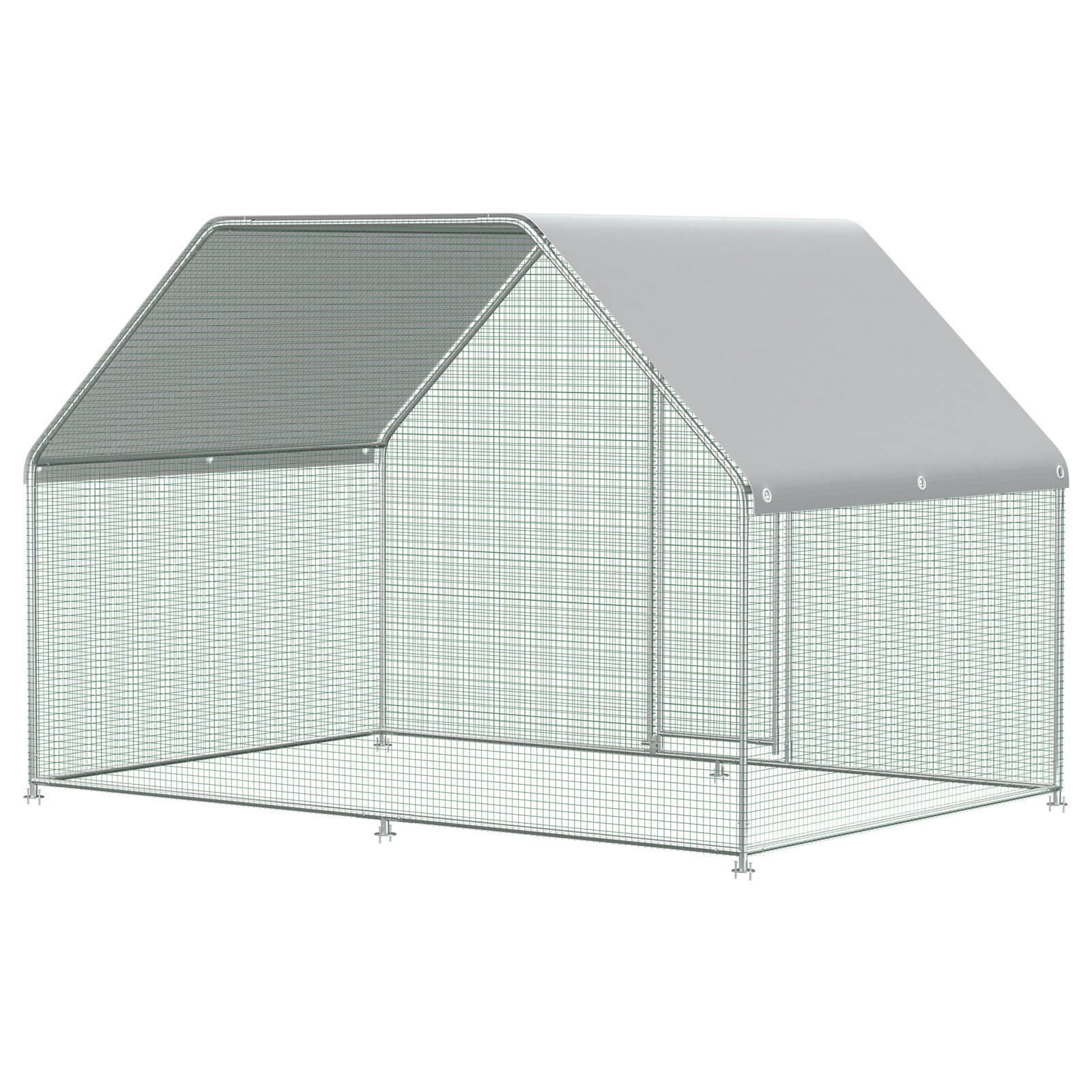 VEVOR Large Metal Chicken Coop with Run, Walkin Chicken Run for Yard with Waterproof Cover, Outdoor Poultry Cage Hen House, 6.5x9.8x6.5ft Large Space for Duck Coops and Rabbit Runs, Silver