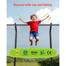 VEVOR Outdoor Trampoline, 8 x 14FT Rectangle Trampoline, ASTM Approved  Recreational Trampolines with Enclosure Net, Max 265 lbs Weight Capacity, Anti-Rust Rectangular Trampolines for Kids & Adults