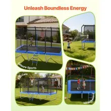 VEVOR Outdoor Trampoline, 8 x 14FT Rectangle Trampoline, ASTM Approved  Recreational Trampolines with Enclosure Net, Max 265 lbs Weight Capacity, Anti-Rust Rectangular Trampolines for Kids & Adults