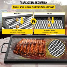 VEVOR Rectangle Fire Pit Grate,32-inch Fire Pit Grill Grate, X-Marks Rectangle Grill Grate, Black Steel Fire Grate, Fire Pit Cooking Grate with Handles, Fire Grill Grate for Fire Pit, Campfire