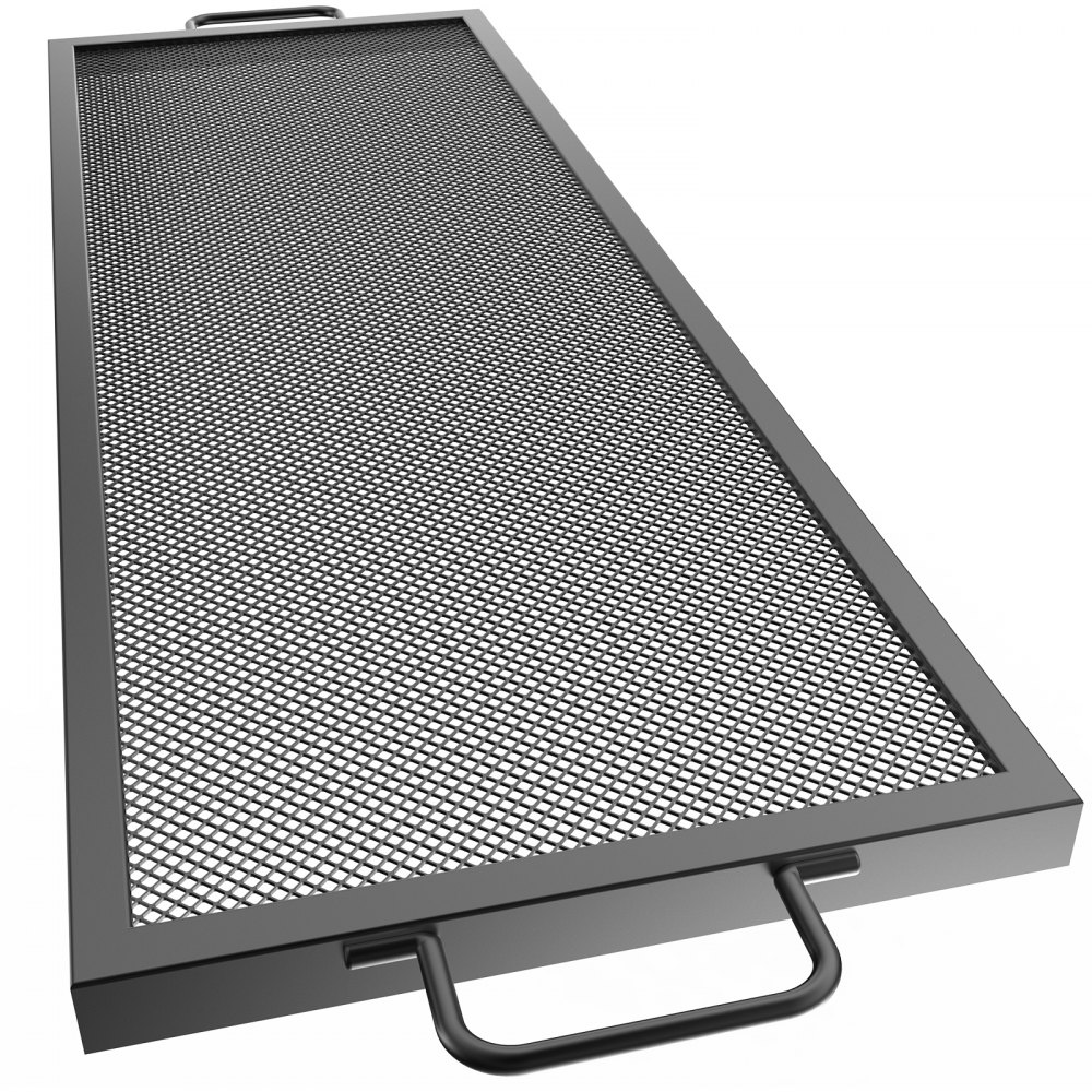 VEVOR Rejilla rectangular para hoguera, rejilla rectangular X-Marks, rejilla de acero negro, rejilla para cocinar con asas, parrilla para hoguera, (44 x 15 pulgadas)