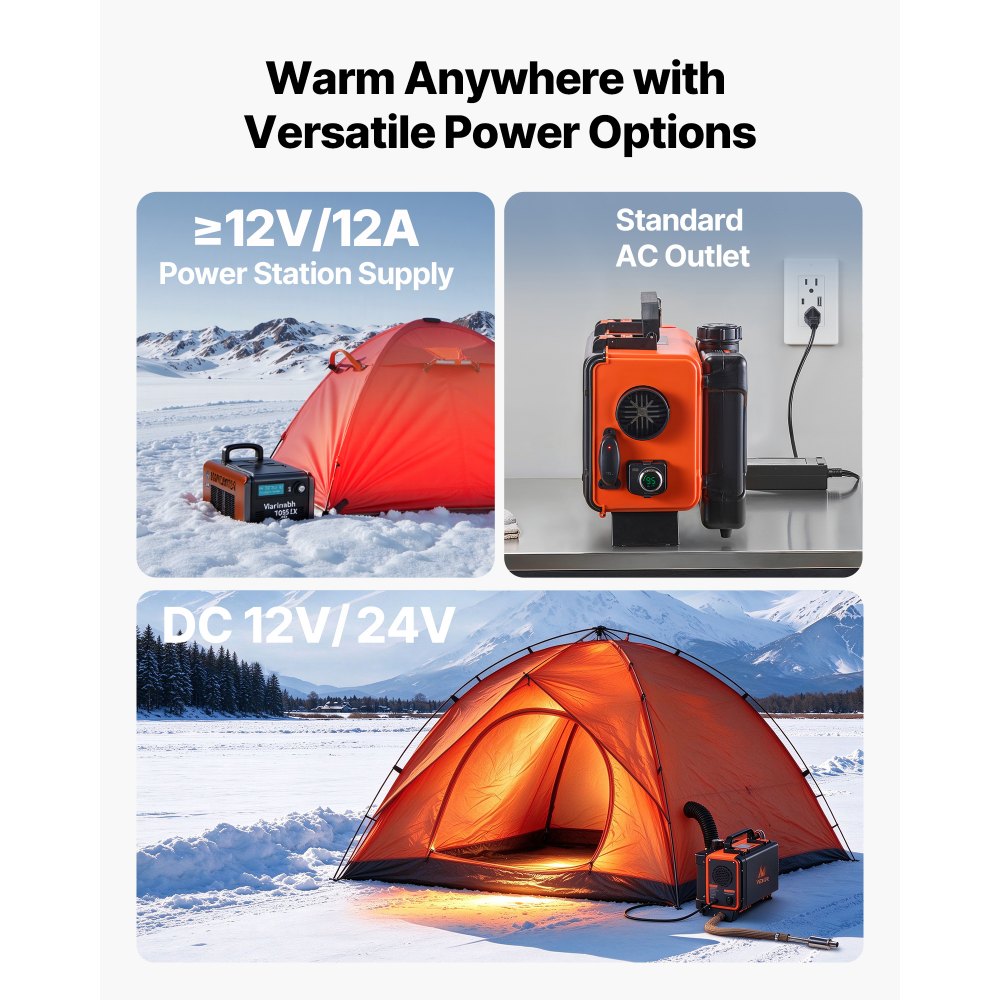 VEVOR Diesel Heater, 8KW, DC 12V/24V, All in One Portable Diesel Air Heater with Remote Control and LCD Screen, Fast Heating Low Noise, 4.5 L Fuel Tank