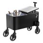VEVOR 75.71 L Rolling Ice Chest Cart, with 2-Stage Telescopic Pull Handle and 2 Swivel Casters, Portable Table Beach Patio Party Bar Cold Drink Beverage, Outdoor Park Cart on Wheels, Black