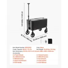 VEVOR 80QT Rolling Ice Chest on Wheels Drink Cooler Cart with Telescopic Handle