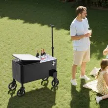 VEVOR 80QT Rolling Ice Chest on Wheels Drink Cooler Cart with Telescopic Handle