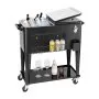VEVOR 80 Quart Rolling Ice Chest, Holds up to 50 Bottles / 110 Cans, Portable Patio Party Bar Drink Cooler Cart with Bottom Shelf, Beverage Pool with Side Basket and Bottle Opener, Black