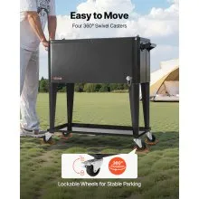 VEVOR 80QT Rolling Ice Chest on Wheels Patio Party Bar Drink Cooler Cart Black