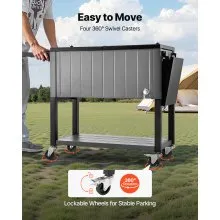 VEVOR 80QT Rolling Ice Chest on Wheels Party Drink Cooler Cart w/ Side Shelves