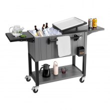 VEVOR 80QT Rolling Ice Chest on Wheels Party Drink Cooler Cart w/ Side Shelves