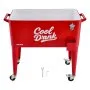 VEVOR 75.71 L Rolling Ice Chest, Holds up to 50 Bottles / 110 Cans, Portable Patio Party Bar Drink Cooler Cart with 4 Swivel Casters (2 with Brakes), Beverage Cooler Trolley with Bottle Opener, Red