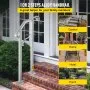 VEVOR Outdoor Stair Railing, Fit 1 or 2 Steps Alloy Metal Handrailing, Front Porch Flexible Transitional Handrail, Arch Step Rail with Installation Kit, for Concrete or Wooden Stairs, Silver