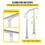 VEVOR Outdoor Stair Railing, Fit 1 or 2 Steps Alloy Metal Handrailing, Front Porch Flexible Transitional Handrail, Arch Step Rail with Installation Kit, for Concrete or Wooden Stairs, Silver