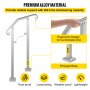 VEVOR Outdoor Stair Railing, Fit 1 or 2 Steps Alloy Metal Handrailing, Front Porch Flexible Transitional Handrail, Arch Step Rail with Installation Kit, for Concrete or Wooden Stairs, Silver