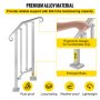 VEVOR Outdoor Stair Railing, Alloy Metal Hand Railing, Fit 1 or 2 Steps Flexible Transitional Handrail, Outdoor Stair Rail W/ Installation Kit, Step Handrail for Concrete or Wooden Stairs, Silver