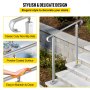 VEVOR Outdoor Stair Railing, Alloy Metal Hand Railing, Fit 2 or 3 Steps Flexible Transitional Handrail, Black Outdoor Stair Rail W/ Installation Kit, Step Handrail for Concrete or Wooden Stairs