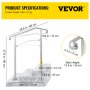 VEVOR Outdoor Stair Railing, Fit 2 or 3 Steps Alloy Metal Handrailing, Front Porch Flexible Transitional Handrail, Arch Step Rail with Installation Kit, for Concrete or Wooden Stairs, Silver