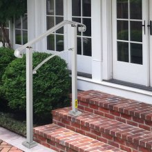 VEVOR Rampe d'escalier extérieure, pour rampe d'escalier en alliage métallique à 2 ou 3 marches, rampe de transition flexible pour porche avant, marchepied en arc avec kit d'installation, pour escaliers en béton ou en bois, argent
