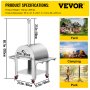 VEVOR 32" Wood Fired Artisan Pizza Oven, 3-Layer Stainless Steel Pizza Maker with Wheels for Outside Kitchen, Includes Pizza Stone, Pizza Peel, and Brush, Professional Series,Outdoor or Indoor.