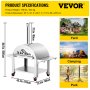 VEVOR 44" Wood Fired Artisan Pizza Oven, 3-Layer Stainless Steel Pizza Maker with Wheels for Outside Kitchen, Includes Pizza Stone, Pizza Peel, and Brush, Professional Series,Outdoor or Indoor.