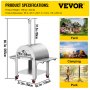 VEVOR 46" Wood Fired Artisan Pizza Oven, 3-Layer Stainless Steel Pizza Maker with Wheels for Outside Kitchen, Includes Pizza Stone, Pizza Peel, and Brush, Professional Series,Outdoor or Indoor.